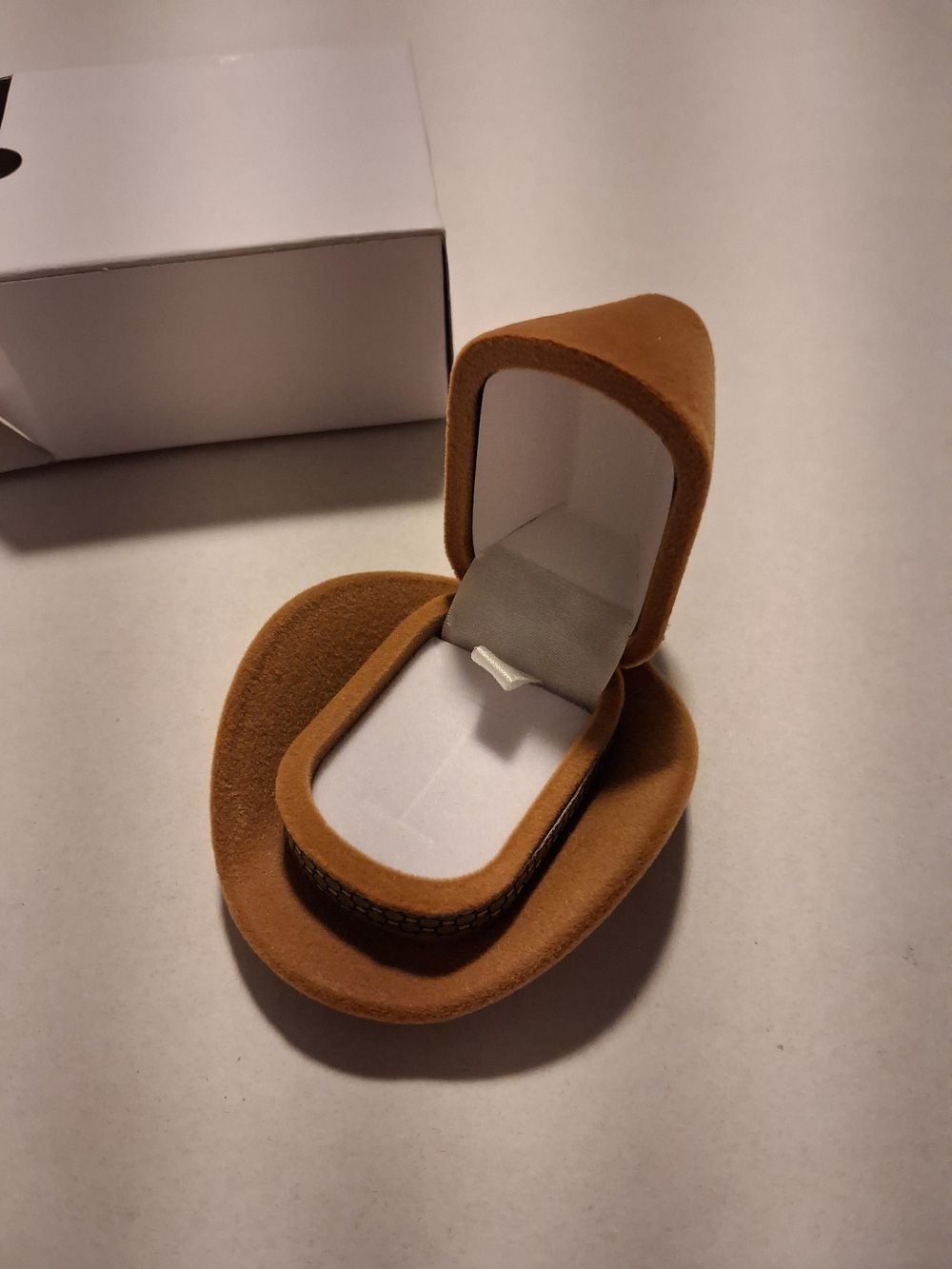 Brown Velvet Ring Box - Jewelry Display Case